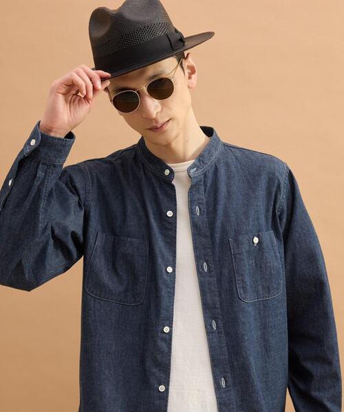 40ｃｔ＆525（フォーティーカラッツアンドゴーニーゴ）の「バンドカラーデニムシャツ（シャツ/ブラウス・メンズ・ネイビー/ブルー・02/03）」の10枚目の写真