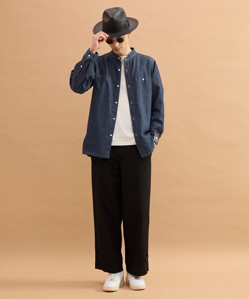 40ｃｔ＆525（フォーティーカラッツアンドゴーニーゴ）の「バンドカラーデニムシャツ（シャツ/ブラウス・メンズ・ネイビー/ブルー・02/03）」の12枚目の写真