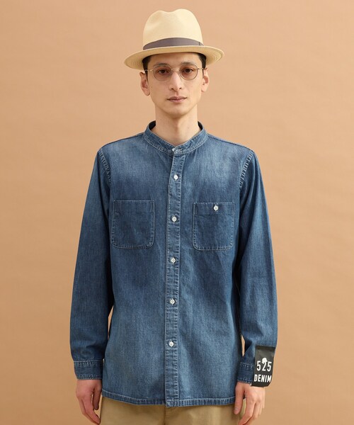 40ｃｔ＆525（フォーティーカラッツアンドゴーニーゴ）の「バンドカラーデニムシャツ（シャツ/ブラウス・メンズ・ネイビー/ブルー・02/03）」の16枚目の写真