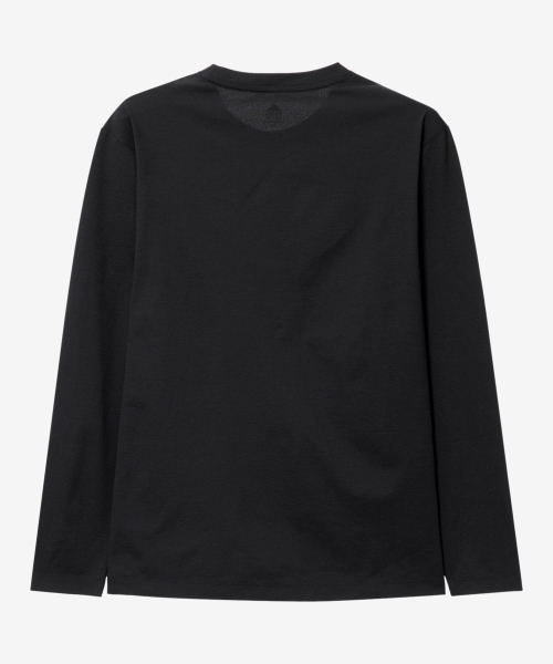 BASIC HOUSE（ベーシックハウス）の「通気性ソロナレギュラーフィットラウンドネック無地長袖Tシャツブラック（Tシャツ/カットソー・メンズ・ブラック・100/105/110/115/95）」の12枚目の写真