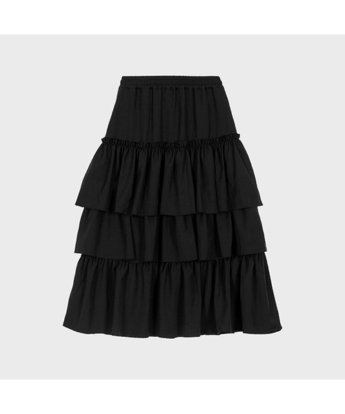 ALKI ALKA(アルキアルカ)の「Tiered Maxi Skirt (Black)(スカート・レディース・ブラック・FREE)」の1枚目の写真