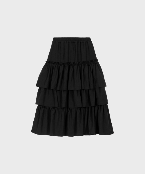 ALKI ALKA(アルキアルカ)の「Tiered Maxi Skirt (Black)(スカート・レディース・ブラック・FREE)」の4枚目の写真