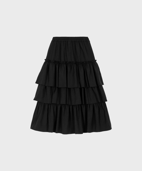 ALKI ALKA(アルキアルカ)の「Tiered Maxi Skirt (Black)(スカート・レディース・ブラック・FREE)」の5枚目の写真