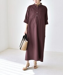 〈洗濯機可能〉CALCULO(R)使用 バンドカラー シャツ ワンピース