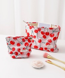 Pochi Pouch（ポチポーチ）の「Pochi Pouch/【選べる2サイズ】チェリー柄 コスメポーチ / くすみピンク（ポーチ）」