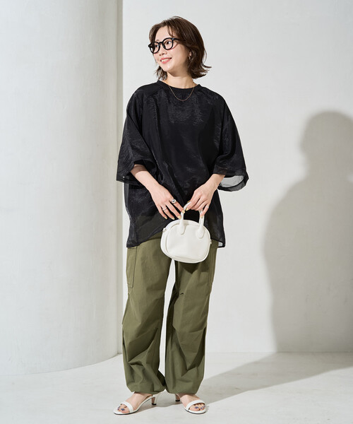 FREAK'S STORE(フリークスストア)の「限定展開 オーガンジー × カットソー 重ね ラグラン 半袖 Tシャツ(Tシャツ/カットソー・レディース・ブラック/オフホワイト/ブルー/ナチュラル/ベージュ/ピンク系その他・フリ-)」の20枚目の写真