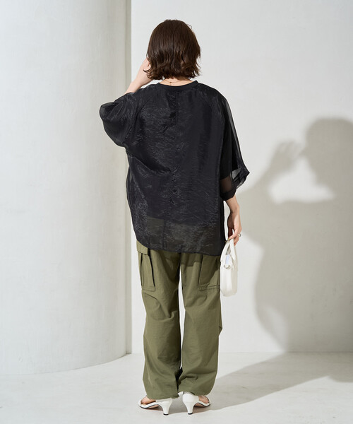 FREAK'S STORE(フリークスストア)の「限定展開 オーガンジー × カットソー 重ね ラグラン 半袖 Tシャツ(Tシャツ/カットソー・レディース・ブラック/オフホワイト/ブルー/ナチュラル/ベージュ/ピンク系その他・フリ-)」の22枚目の写真