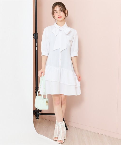 WILLSELECTION(ウィルセレクション)の「ティアードフリルリボンタイシャツワンピース(ワンピース・レディース・ライトグレー/ブルー系その他/オフホワイト・FREE)」の17枚目の写真