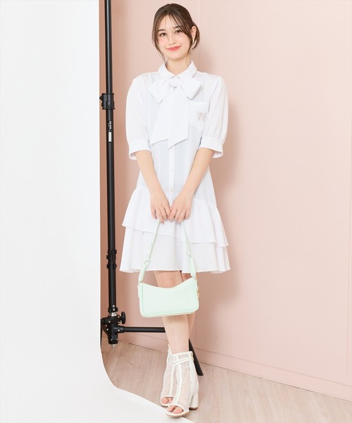 WILLSELECTION(ウィルセレクション)の「ティアードフリルリボンタイシャツワンピース(ワンピース・レディース・ライトグレー/ブルー系その他/オフホワイト・FREE)」の18枚目の写真