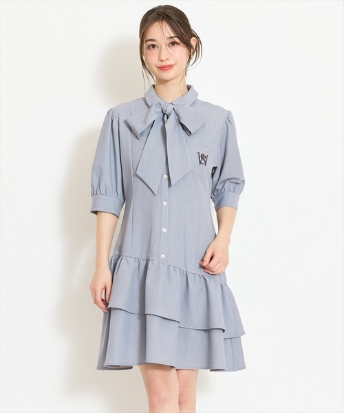 WILLSELECTION(ウィルセレクション)の「ティアードフリルリボンタイシャツワンピース(ワンピース・レディース・ライトグレー/ブルー系その他/オフホワイト・FREE)」の19枚目の写真