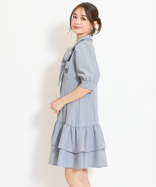 WILLSELECTION(ウィルセレクション)の「ティアードフリルリボンタイシャツワンピース(ワンピース・レディース・ライトグレー/ブルー系その他/オフホワイト・FREE)」の20枚目の写真