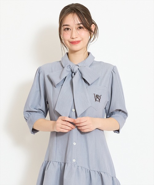 WILLSELECTION(ウィルセレクション)の「ティアードフリルリボンタイシャツワンピース(ワンピース・レディース・ライトグレー/ブルー系その他/オフホワイト・FREE)」の22枚目の写真