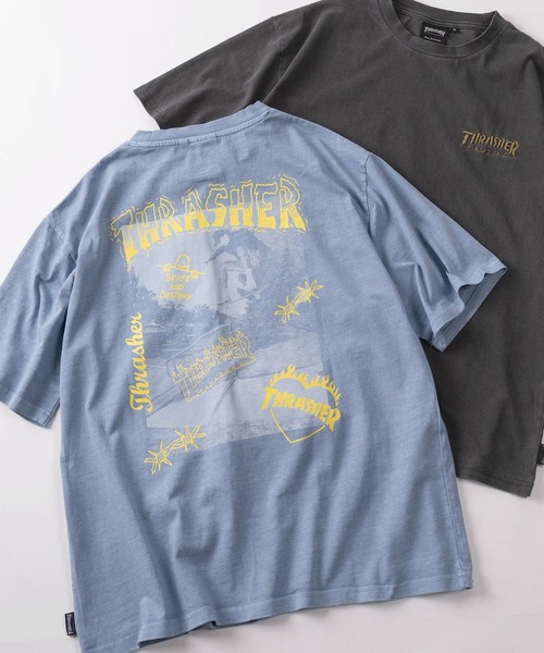 THRASHER(スラッシャー)の「【70】【THRASHER/スラッシャー】ピグメント加工 フォトプリント クルーネック Tシャツ/バックプリント/ワンポイント刺繍(Tシャツ/カットソー・メンズ・チャコールグレー/ピンク/グレー/ブラウン/サックスブルー・L/XL/M)」の4枚目の写真
