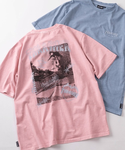 THRASHER(スラッシャー)の「【70】【THRASHER/スラッシャー】ピグメント加工 フォトプリント クルーネック Tシャツ/バックプリント/ワンポイント刺繍(Tシャツ/カットソー・メンズ・チャコールグレー/ピンク/グレー/ブラウン/サックスブルー・L/XL/M)」の5枚目の写真