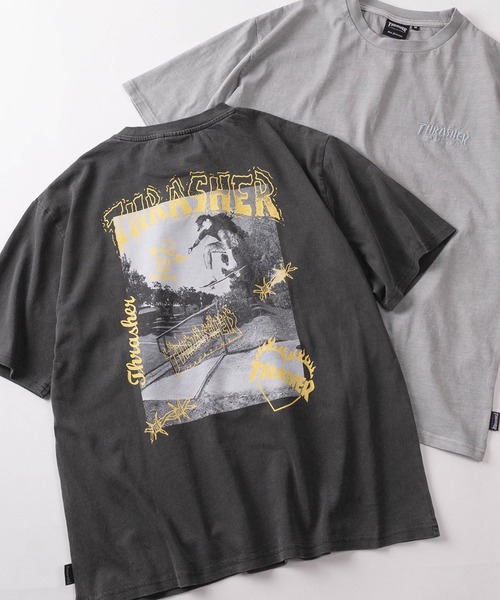 THRASHER(スラッシャー)の「【70】【THRASHER/スラッシャー】ピグメント加工 フォトプリント クルーネック Tシャツ/バックプリント/ワンポイント刺繍(Tシャツ/カットソー・メンズ・チャコールグレー/ピンク/グレー/ブラウン/サックスブルー・L/XL/M)」の2枚目の写真