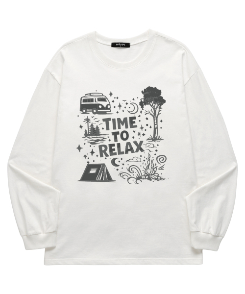 WISSY(ウィッシー)の「TIME RELAX 長袖Tシャツ (WLS042) ホワイト(Tシャツ/カットソー・メンズ・その他・SMALL/MEDIUM/LARGE/X-LARGE/XX-LARGE)」の1枚目の写真