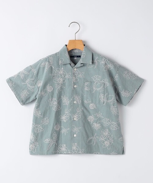 SHIPS(シップス)の「SHIPS KIDS:140~160cm /エンブロイダリー オープンカラー シャツ(シャツ/ブラウス・キッズ・ライトブルー/アイボリー・140/160/150)」の1枚目の写真