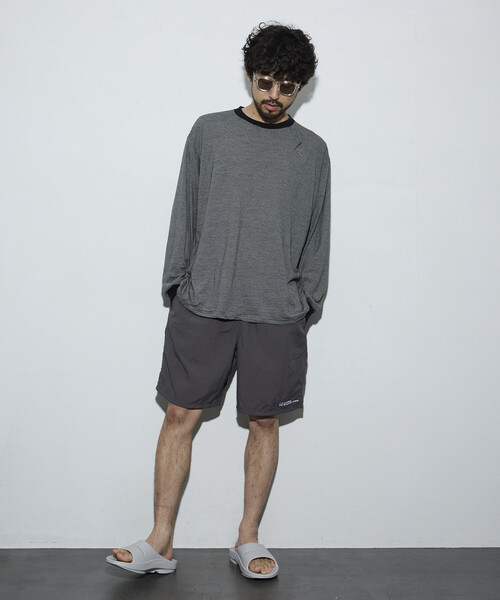 Firsthand（ファーストハンド）の「MA Firsthand/マ ファーストハンド ベーシック ロゴ ナイロン バギーショーツ / BASIC LOGO SHORTS（その他パンツ・レディース・チャコールグレー/ブラック・MEDIUM/SMALL/LARGE）」の10枚目の写真