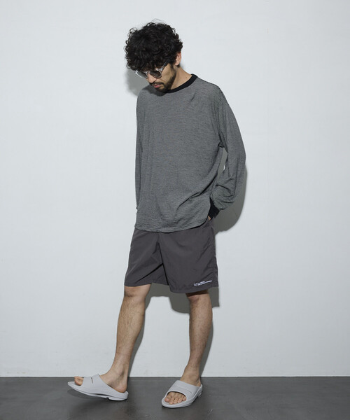 Firsthand（ファーストハンド）の「MA Firsthand/マ ファーストハンド ベーシック ロゴ ナイロン バギーショーツ / BASIC LOGO SHORTS（その他パンツ・レディース・チャコールグレー/ブラック・MEDIUM/SMALL/LARGE）」の13枚目の写真