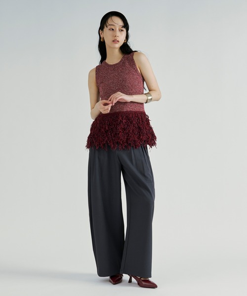 Ezick（エジック）の「Fringe ｍix knit/ノースリーブヘムフリンジニット（ベスト・レディース・レッド/ブラック・FREE）」の17枚目の写真