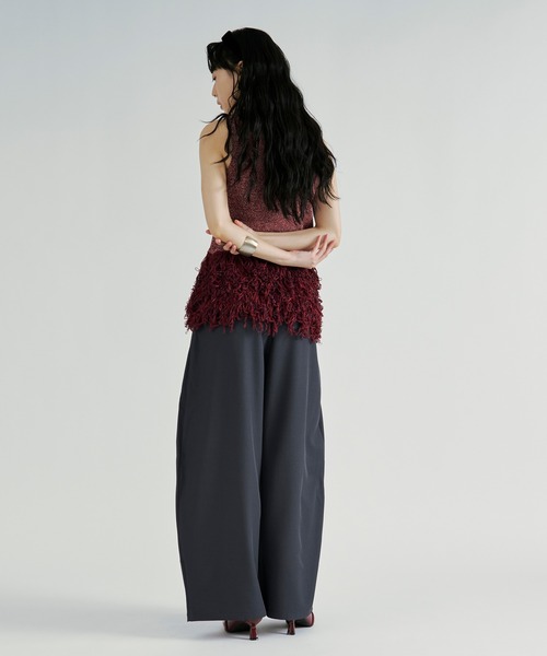 Ezick（エジック）の「Fringe ｍix knit/ノースリーブヘムフリンジニット（ベスト・レディース・レッド/ブラック・FREE）」の19枚目の写真