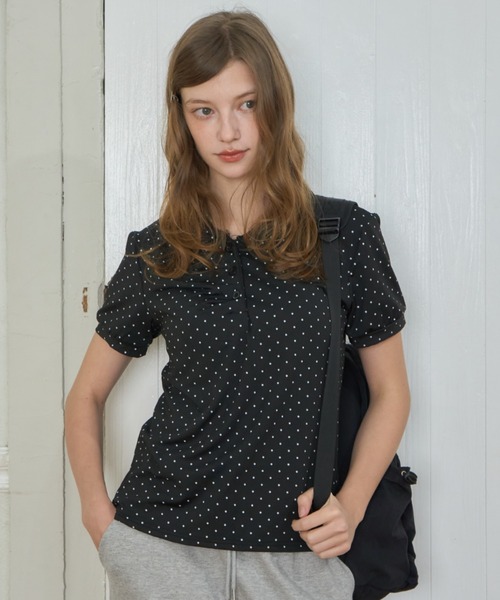 Birthday room（バースデイルーム）の「ドット丸襟ポロ/Polka Dot Round Collar Polo（ポロシャツ・レディース・ホワイト/ブラック/ライトブルー・FREE）」の17枚目の写真