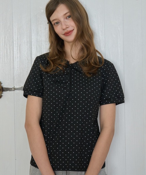 Birthday room（バースデイルーム）の「ドット丸襟ポロ/Polka Dot Round Collar Polo（ポロシャツ・レディース・ホワイト/ブラック/ライトブルー・FREE）」の18枚目の写真