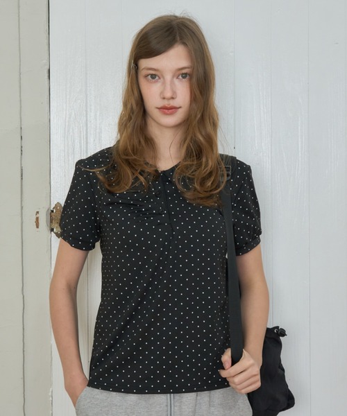 Birthday room（バースデイルーム）の「ドット丸襟ポロ/Polka Dot Round Collar Polo（ポロシャツ・レディース・ホワイト/ブラック/ライトブルー・FREE）」の20枚目の写真