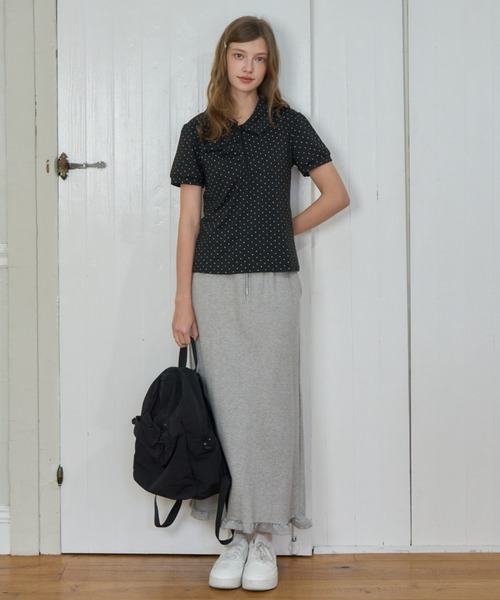 Birthday room（バースデイルーム）の「ドット丸襟ポロ/Polka Dot Round Collar Polo（ポロシャツ・レディース・ホワイト/ブラック/ライトブルー・FREE）」の21枚目の写真