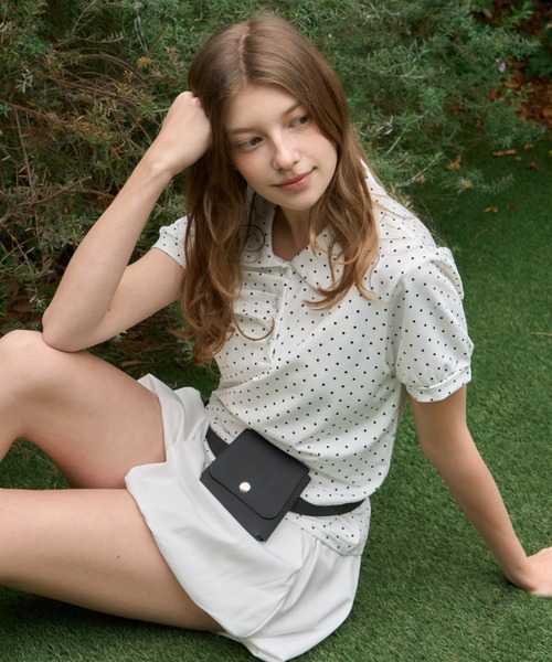 Birthday room（バースデイルーム）の「ドット丸襟ポロ/Polka Dot Round Collar Polo（ポロシャツ・レディース・ホワイト/ブラック/ライトブルー・FREE）」の12枚目の写真