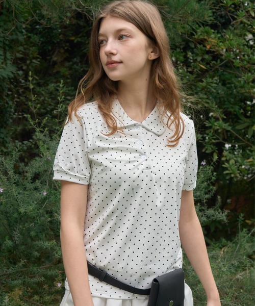 Birthday room（バースデイルーム）の「ドット丸襟ポロ/Polka Dot Round Collar Polo（ポロシャツ・レディース・ホワイト/ブラック/ライトブルー・FREE）」の13枚目の写真