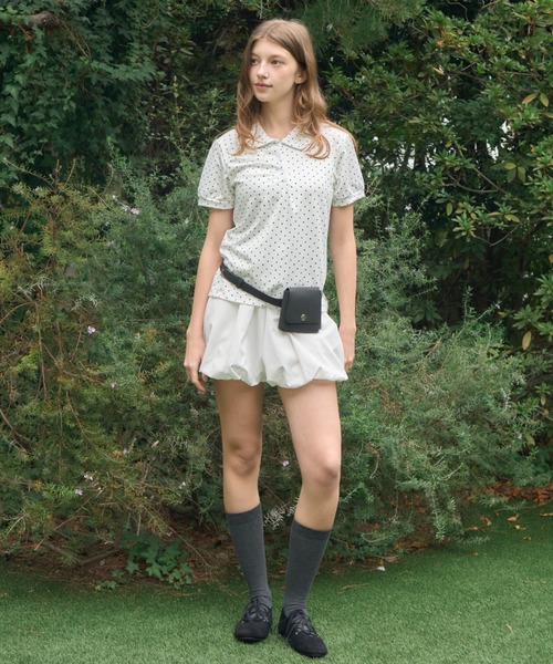 Birthday room（バースデイルーム）の「ドット丸襟ポロ/Polka Dot Round Collar Polo（ポロシャツ・レディース・ホワイト/ブラック/ライトブルー・FREE）」の7枚目の写真