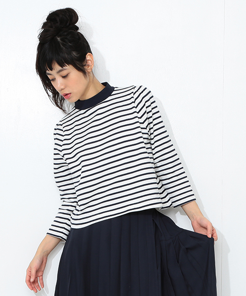 CAROLINA GLASER(カロリナ グレイサー)の「CAROLINA GLASER / ハイネックボーダー(Tシャツ/カットソー・レディース・グレー/ネイビー・ONE SIZE)」の10枚目の写真