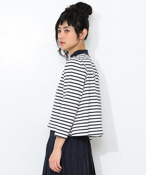 CAROLINA GLASER(カロリナ グレイサー)の「CAROLINA GLASER / ハイネックボーダー(Tシャツ/カットソー・レディース・グレー/ネイビー・ONE SIZE)」の11枚目の写真