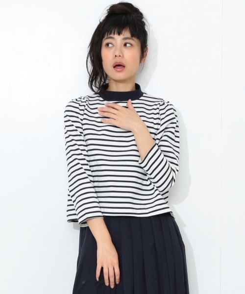 CAROLINA GLASER(カロリナ グレイサー)の「CAROLINA GLASER / ハイネックボーダー(Tシャツ/カットソー・レディース・グレー/ネイビー・ONE SIZE)」の15枚目の写真