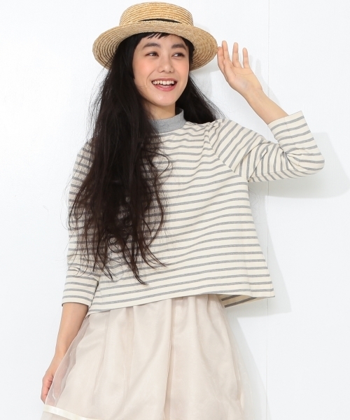 CAROLINA GLASER(カロリナ グレイサー)の「CAROLINA GLASER / ハイネックボーダー(Tシャツ/カットソー・レディース・グレー/ネイビー・ONE SIZE)」の16枚目の写真