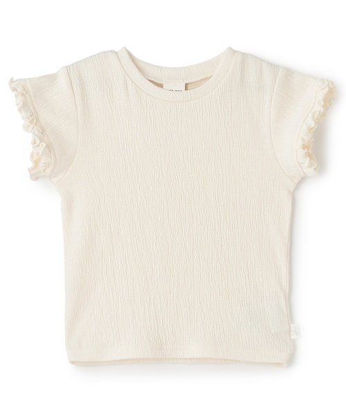 petit main(プティマイン)の「カット楊柳Tシャツ(Tシャツ/カットソー・キッズ・アイボリー/クリーム/ラベンダー/ドット/ブラウン・80cm/110cm/120cm/130cm/90cm/100cm)」の1枚目の写真