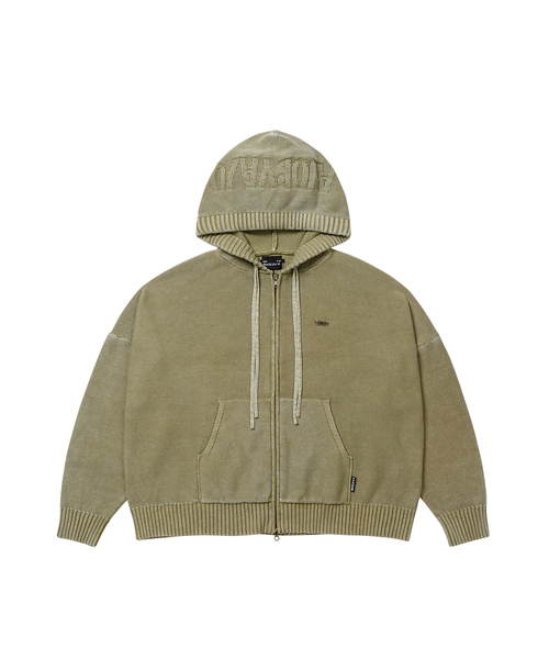 PBA] Five AJO Logos Washed Zip-Up Hoodie [LIGHT KHAKI]（パーカー 