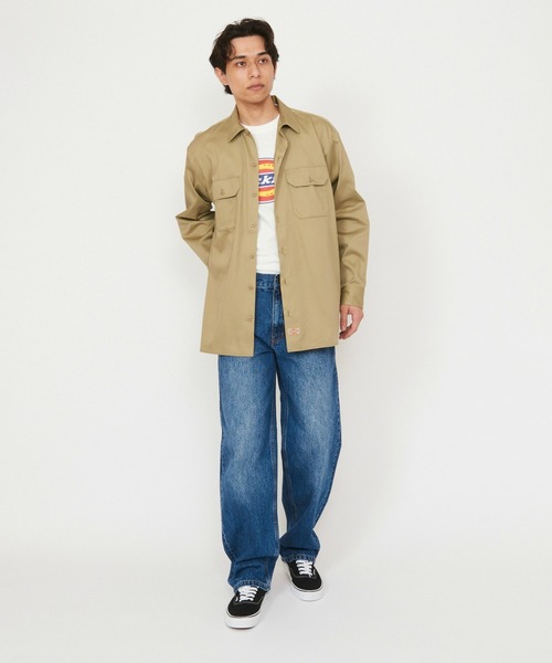 Dickies（ディッキーズ）の「Dickies/ディッキーズ ワークシャツ 長袖 "574"（シャツ/ブラウス・メンズ・ネイビー/ベージュ/ブラック/チャコールグレー・X-LARGE/MEDIUM/LARGE）」の5枚目の写真