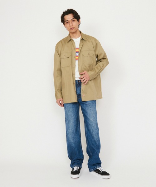 Dickies（ディッキーズ）の「Dickies/ディッキーズ ワークシャツ 長袖 "574"（シャツ/ブラウス・メンズ・ネイビー/ベージュ/ブラック/チャコールグレー・X-LARGE/MEDIUM/LARGE）」の6枚目の写真