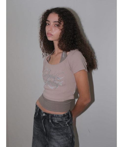 ORDINARY HOLIDAY（オーディナリー ホリデー）の「HALTER LAYERED T-SHIRT SET [LIGHT KHAKI]（Tシャツ/カットソー・レディース・その他・FREE）」の5枚目の写真