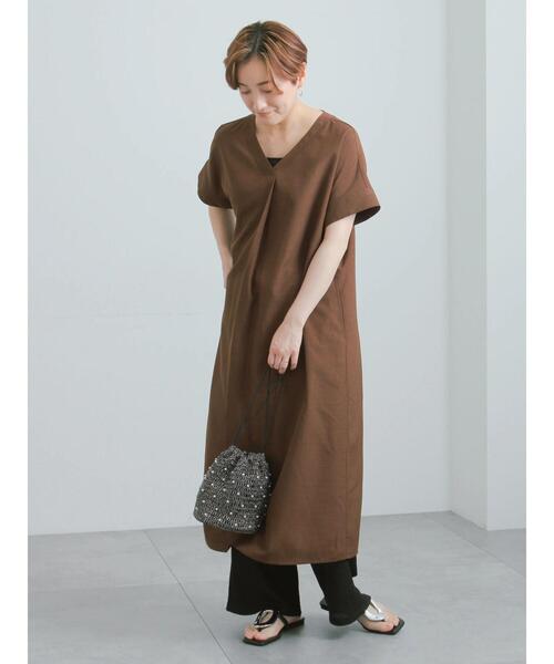 Te chichi（テチチ）の「麻調サックワンピース（ワンピース・レディース・ブラック/ブラウン/レッド/ブルー・F）」の8枚目の写真