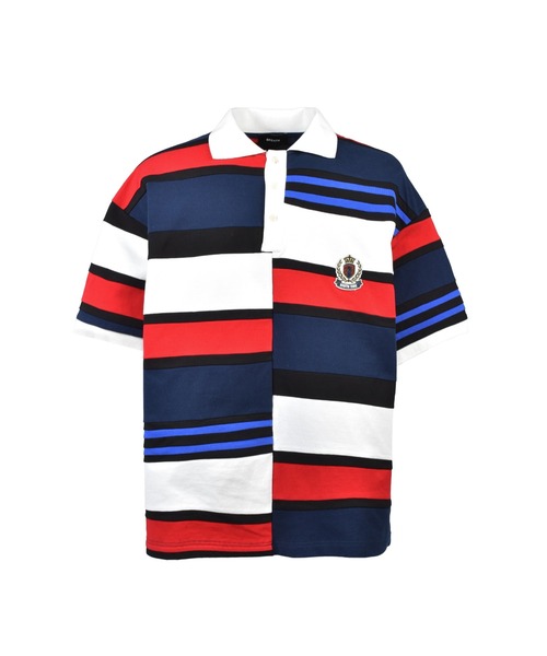 BREATH(ブレス)の「EMBLEM LOGO CRAZY BORDER POLO SHIRT(シャツ/ブラウス・メンズ・ブルー/ブラック/レッド/イエロー・MEDIUM/LARGE/SMALL)」の1枚目の写真
