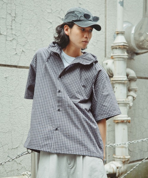 RAGEBLUE(レイジブルー)の「Draw Strings Hood Check Shirt/ドロスト付きフードチェックシャツ(シャツ/ブラウス・メンズ・ブラック/ベージュ/ブルー・FREE)」の7枚目の写真