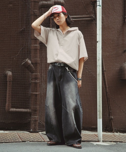 RAGEBLUE(レイジブルー)の「Draw Strings Hood Check Shirt/ドロスト付きフードチェックシャツ(シャツ/ブラウス・メンズ・ブラック/ベージュ/ブルー・FREE)」の11枚目の写真