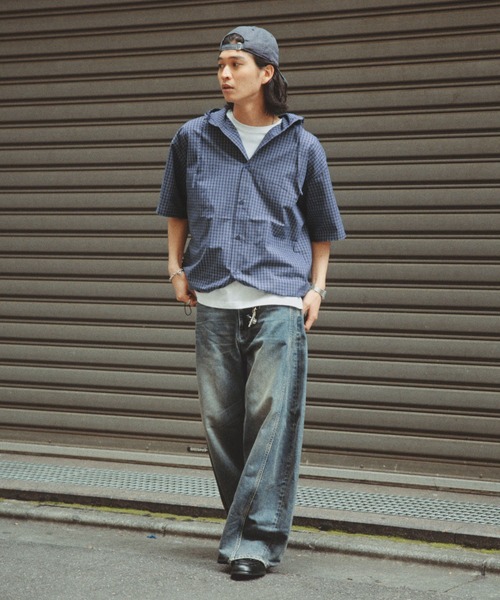 RAGEBLUE(レイジブルー)の「Draw Strings Hood Check Shirt/ドロスト付きフードチェックシャツ(シャツ/ブラウス・メンズ・ブラック/ベージュ/ブルー・FREE)」の17枚目の写真