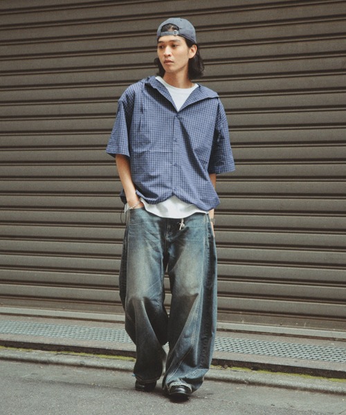 RAGEBLUE(レイジブルー)の「Draw Strings Hood Check Shirt/ドロスト付きフードチェックシャツ(シャツ/ブラウス・メンズ・ブラック/ベージュ/ブルー・FREE)」の19枚目の写真