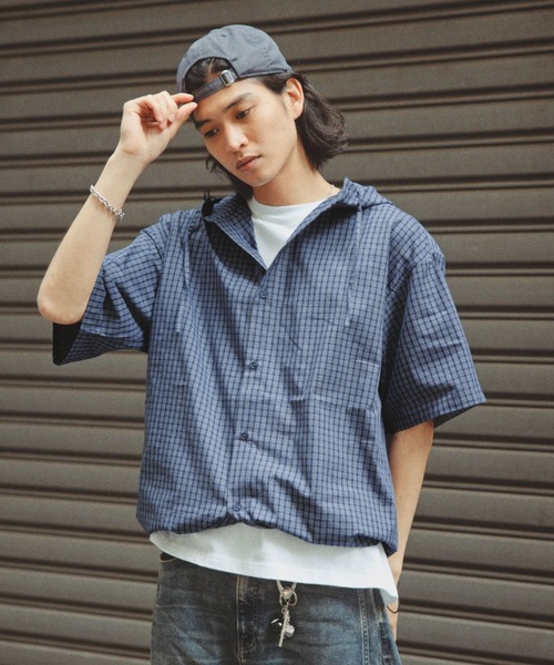 RAGEBLUE(レイジブルー)の「Draw Strings Hood Check Shirt/ドロスト付きフードチェックシャツ(シャツ/ブラウス・メンズ・ブラック/ベージュ/ブルー・FREE)」の22枚目の写真