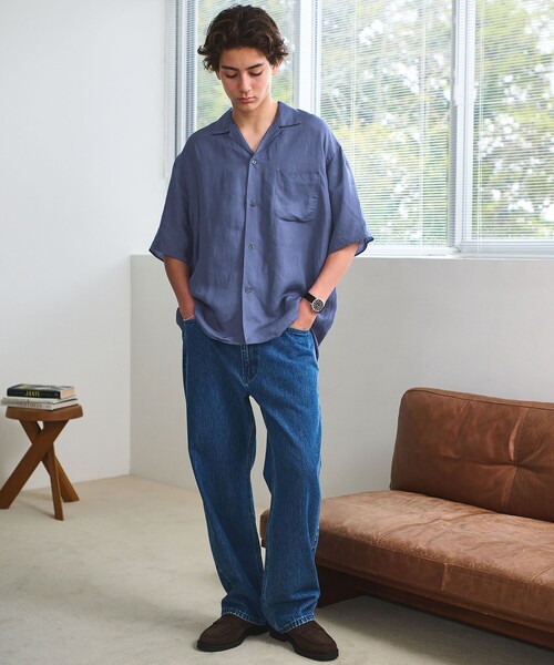 green label relaxing(グリーンレーベルリラクシング)の「ウォッシュド オープンカラー 半袖 シャツ(シャツ/ブラウス・メンズ・ネイビー/ケリーグリーン/ロイヤルブルー・M/L/XL/S)」の4枚目の写真