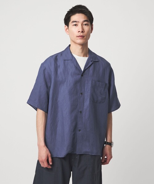 green label relaxing(グリーンレーベルリラクシング)の「ウォッシュド オープンカラー 半袖 シャツ(シャツ/ブラウス・メンズ・ネイビー/ケリーグリーン/ロイヤルブルー・M/L/XL/S)」の6枚目の写真